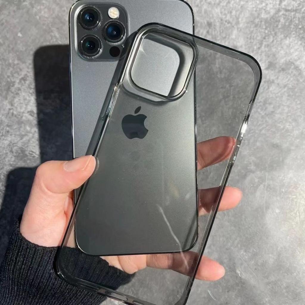 Applicable To IPhone 16 Transparent Black Mobile Phone Case Apple 15 Promax Full-edged PC Hard Case 14/XS/XR Protective Case