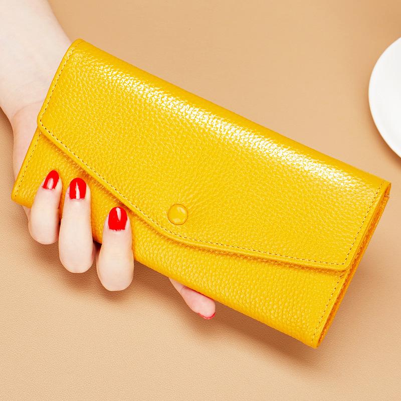 

Yellow wallet for women, medium to long, 2 fold, envelope wallet, multi slot wallet, classic thin version