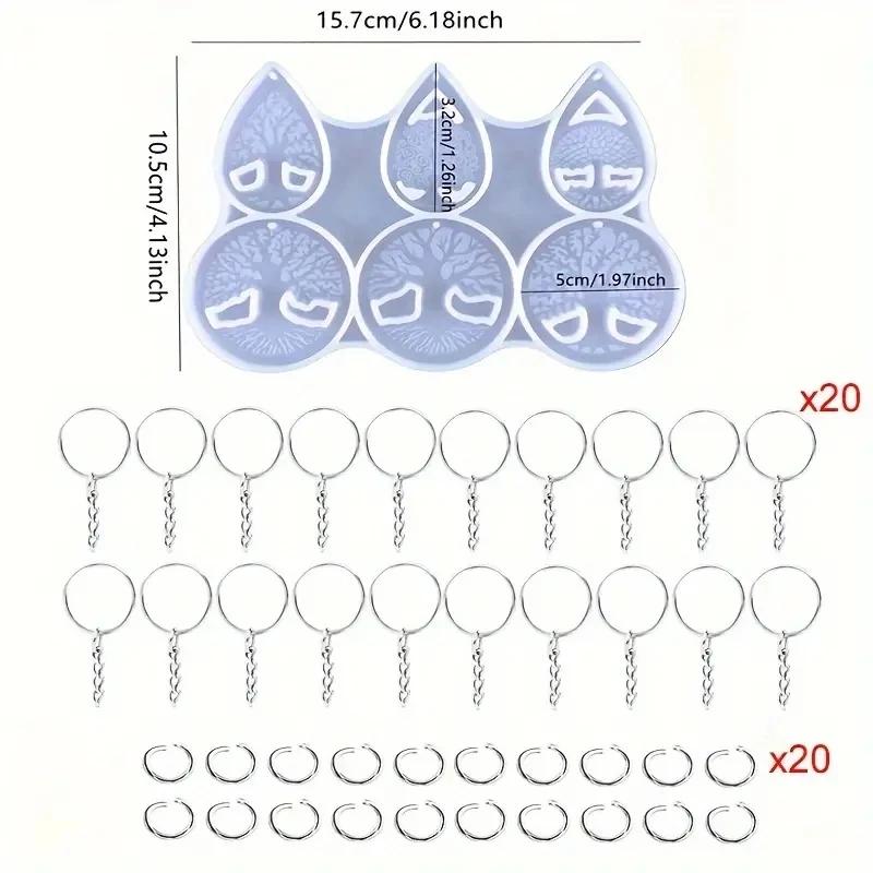 

41Pcs Shiny Glossy Tree Life Ornament Silicone Epoxy Resin Mold DIY Keychain Pendant Jewelry for Valentine Gift Crafts