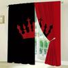 2pcs Red & Black Crown Print Curtains – For Bedroom   Living Room & Kitchen Home Decor