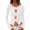 Women's Autumn Sexy Navel Top Ribbed Knit Pullover Jumper Slimming Blend Women Office Commute Comfortable and Versatile Undercoat Long Sleeves Sweater