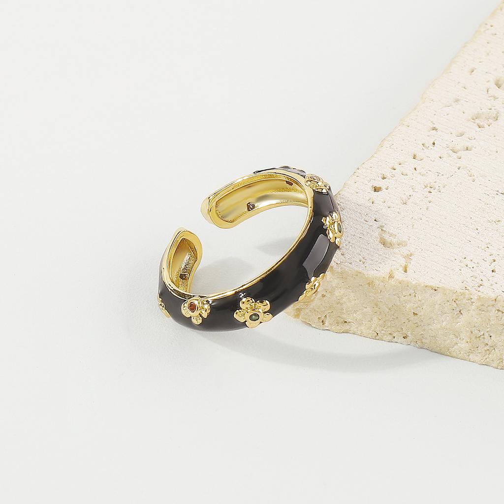 Trendy and Cute Flower Copper Plated Open Ring for Women