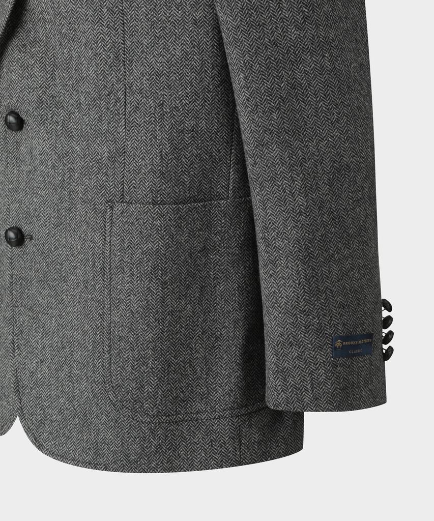 Brooks Brothers Wool Tweed Herringbone Jacket (Grey) (Bbjsmff402)