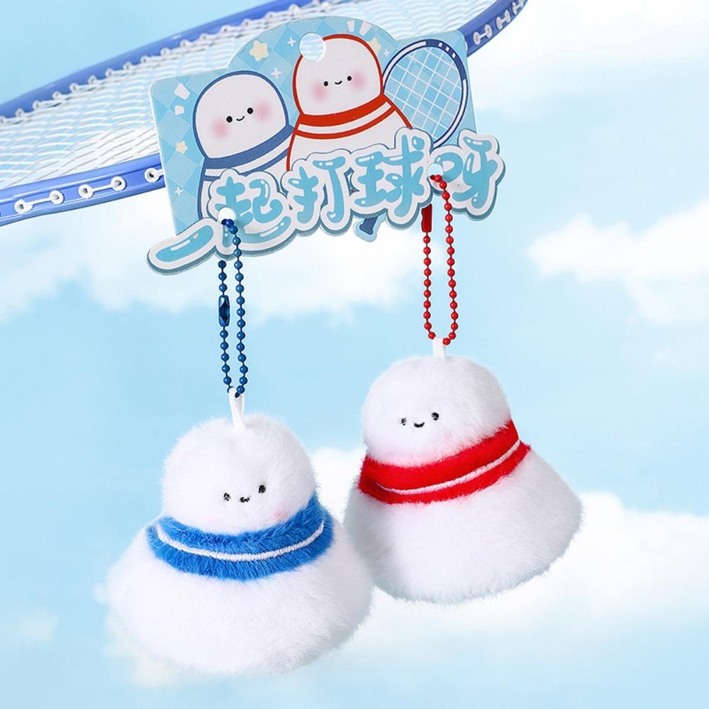 Plush Keyring Badminton Couple Keychains Stuffed Doll Badminton Plush Toy Keychain  Backpack Decor