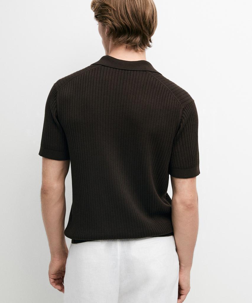 Masimodutti 100% Cotton Ribbed Knit Polo Shirt