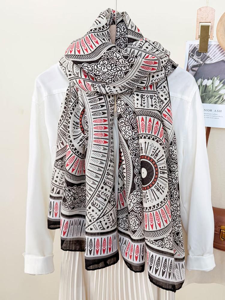 Elegant Women Silk Scarf Beach Wrap Shawl Retro Print Ladies Sunscreen Bandanas Hijab Mujer Boho Scarve Pareo Casual Fashion New