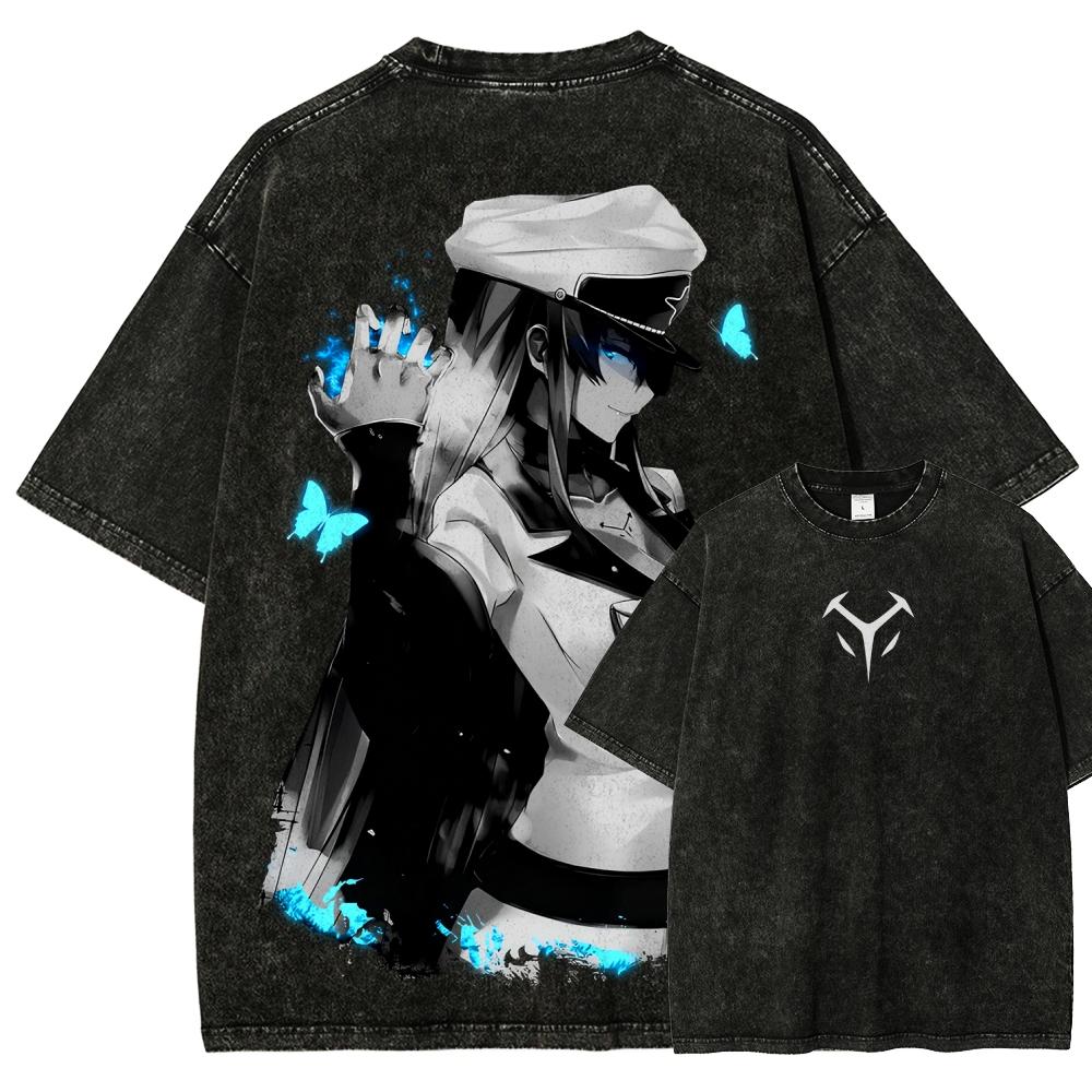 Anime Lover Akame Ga Kill! Esdese Washed T-shirt Year Round Clothing Clothes Plus Size Unisex Y2k Short Sleeve Esdeath Tshirt