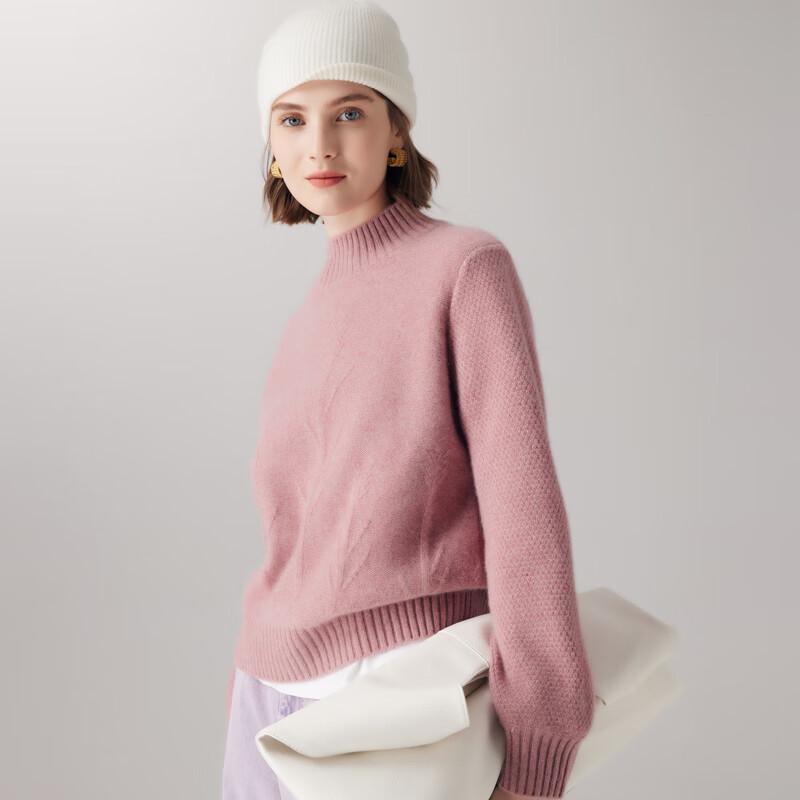 Paluo Women's Thickened 100% Cashmere High-Neck Jacquard Sweater