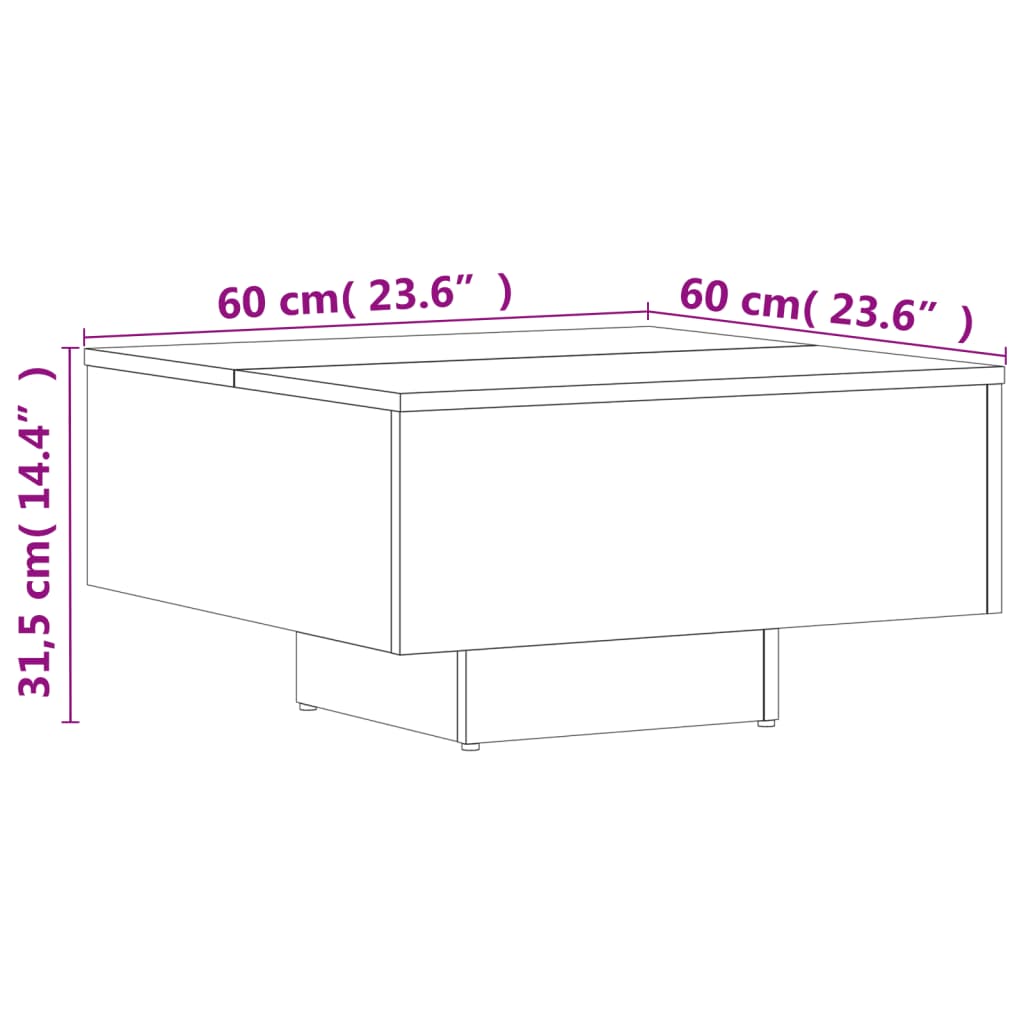 Moderne Elegante Sofatablette, Balkon-Couchtisch, Wohnzimmer-Couchtisch, 60x60x31,5 Cm