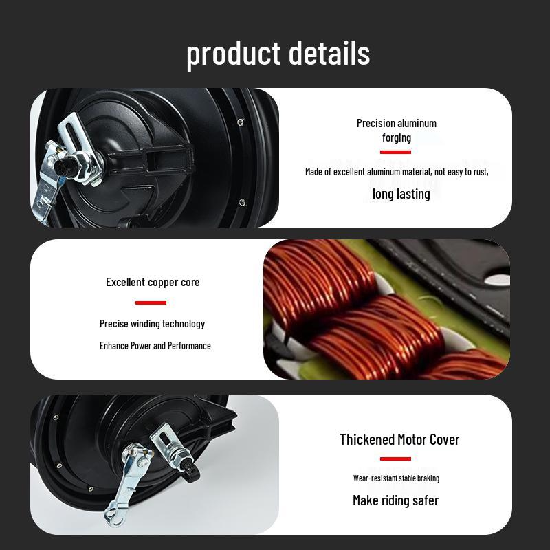 72V 1500W High-Speed 10-Inch Hub Motor for Yadea Electric Scooter Yadea 10-inch Left Disc Brake 48V/60V 500W 120°