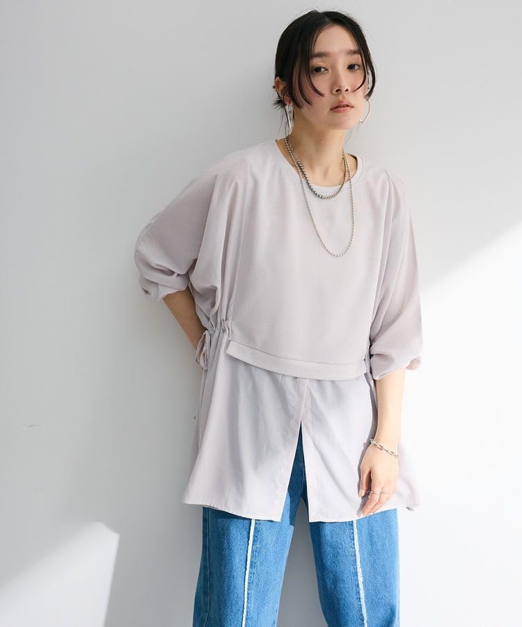 Casual Side Ribbon Docking Tunic for Light Gray [Green Parks] Women,