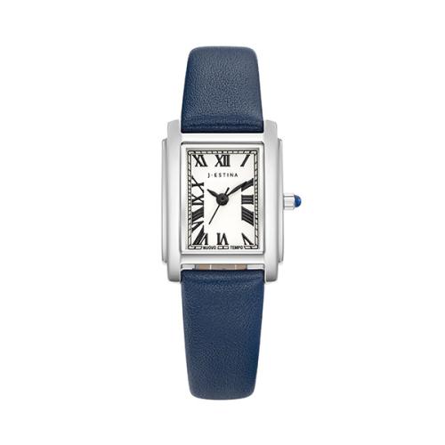 [J.ESTINA] J.ESTINA NUOVO TEMPO Прямоугольные кожаные часы JWT2LE4BF404WHNA0 FREE