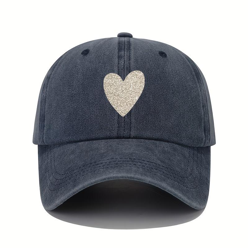 Baseball Cap with Sparkling Heart-shaped Pattern Design Suitable for All Seasons, Casual Sports, Outdoor Fashion Accessories