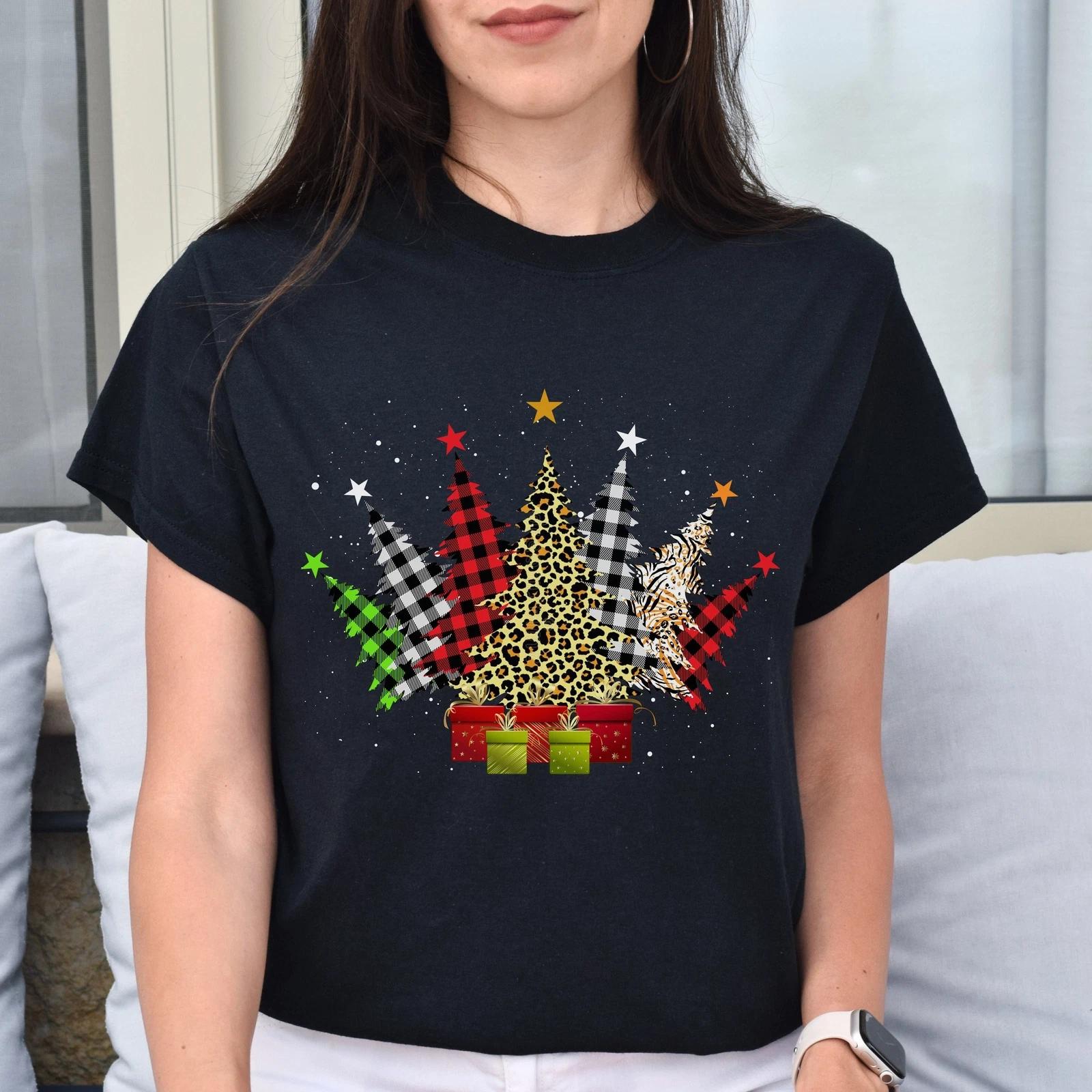 Christmas trees Unisex shirt Holiday trees tee Black Dark Heather 2XL
