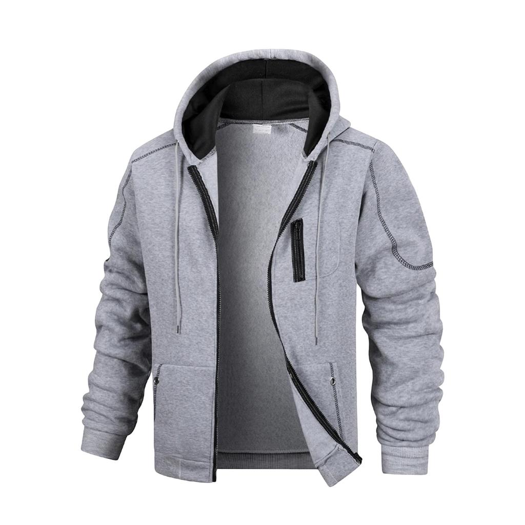 Men's Solid Color Zipper Sweatshirt Men's Sports Large Size Casual Sweatshirt Jacket