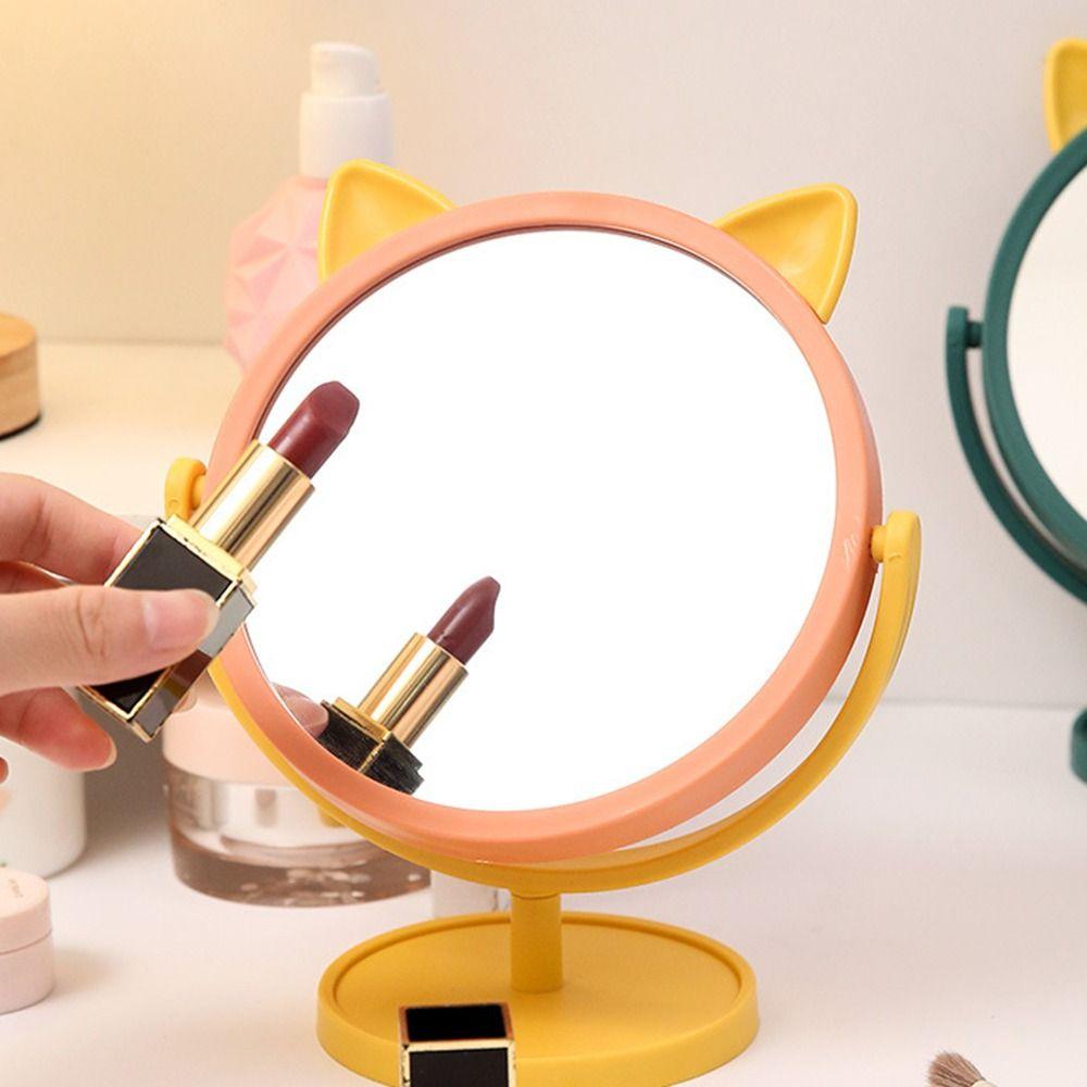 Cat Ear Desktop HD Vanity Mirror Cute Makeup Princess Mirror Single Side Makeup Mirror Female