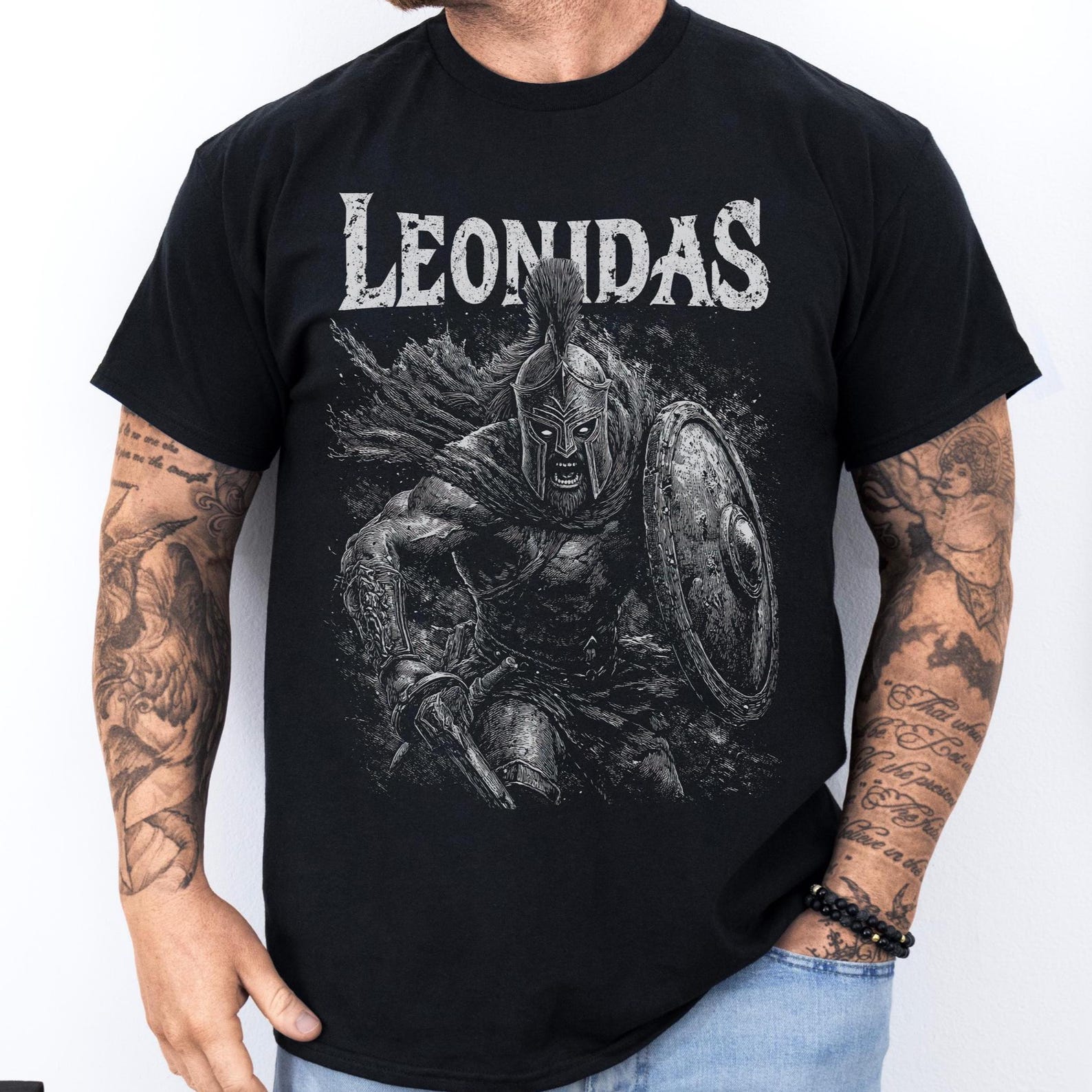 Leonidas Sparta Shirt: Spartan Warrior Tee | Ancient Greece History T-Shirt | 300 Spartan King | Greek Warrior Gift S