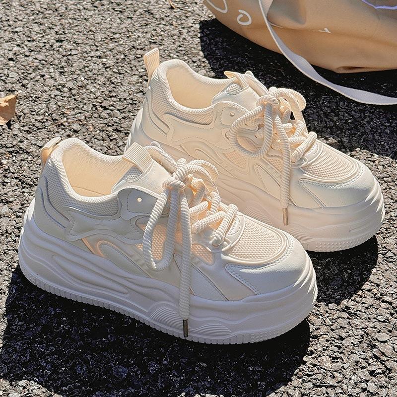 

Little white shoes women s 2025 new spring and summer versatile platform women s shoes heightening shoes with wide-leg pants sports and leisure shoes 35 белый
