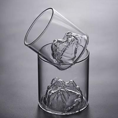 2pcs Iceberg Shaped Glass Cup Colorful Wine Glass Mountain View Cup Whiskey Cocktail Glasses Home Personalized Drinking Glasses