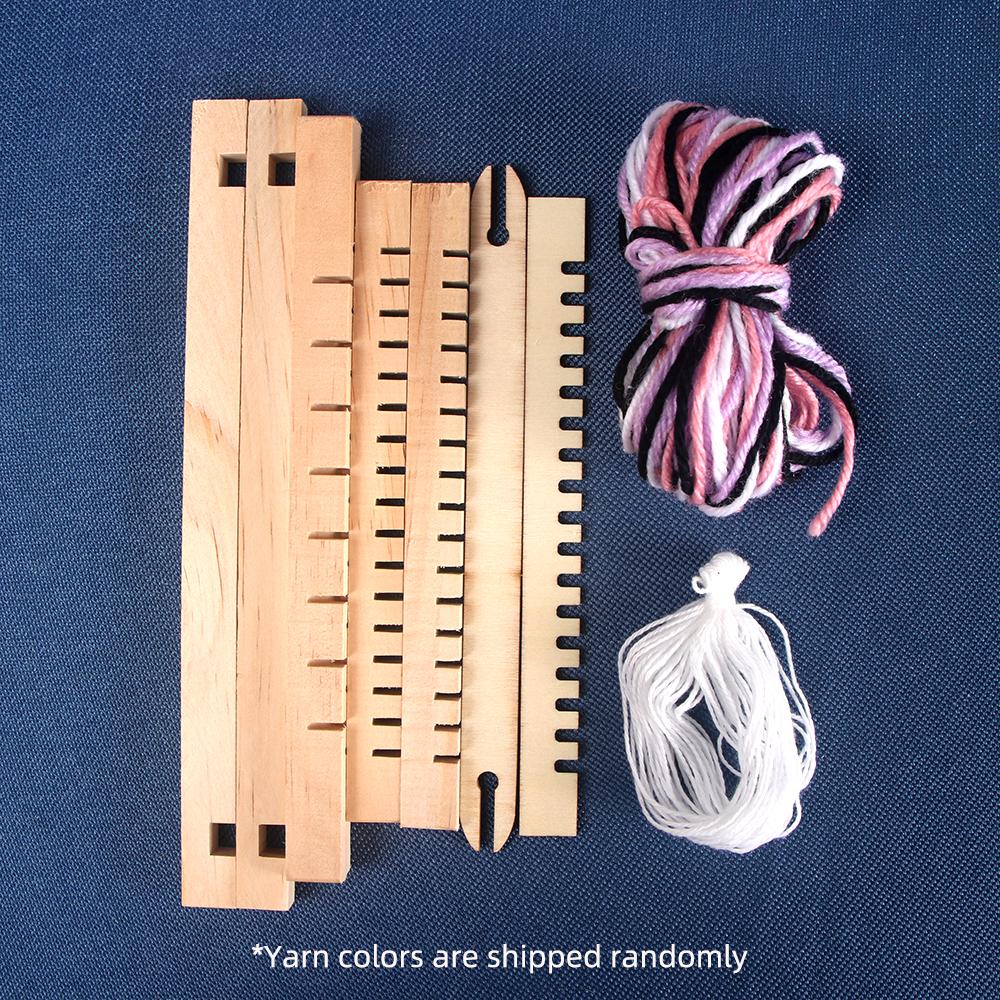 1 set Mini telaio da tessitura in legno fai-da-te, Filatoio in legno, Kit telaio tradizionale per maglia a mano per arazzi e lavori di artigianato decorativo