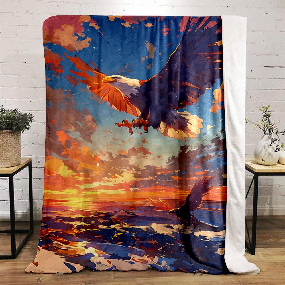 Eagles At Sunset Blanket for All Seasons Blanket Lunch Break Throw Gift