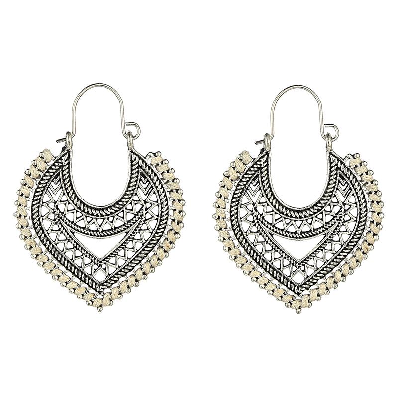Bohemian Vintage Fashion Rope Wrap Earrings For Women Carved Hollow Geometric Drop Dangle India Earrings Boho Jewelry Wholesale