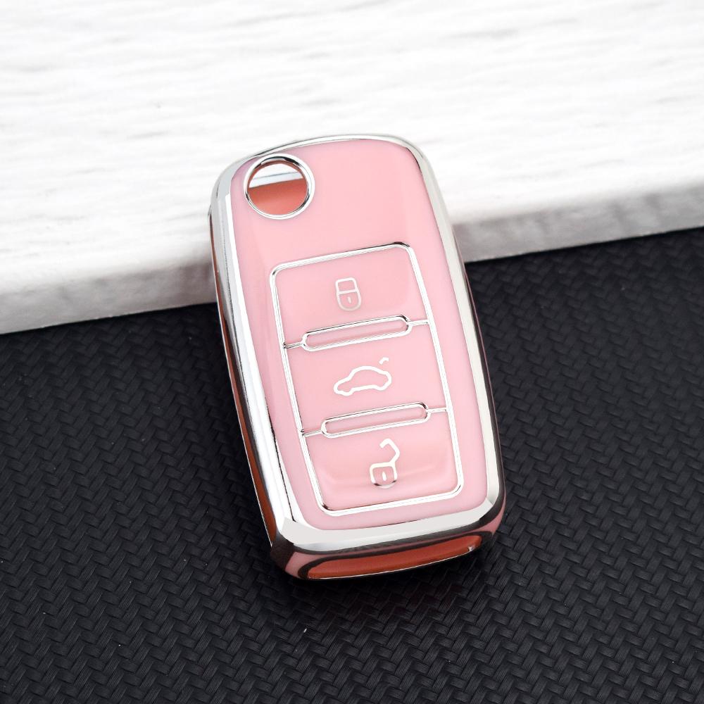 Tpu Car Key Case For Volkswagen Vw Polo Golf Passat Tiguan Beetle Caddy 2/3 Buttons Key Cover For Skoda Octavia Seat Leon Altea