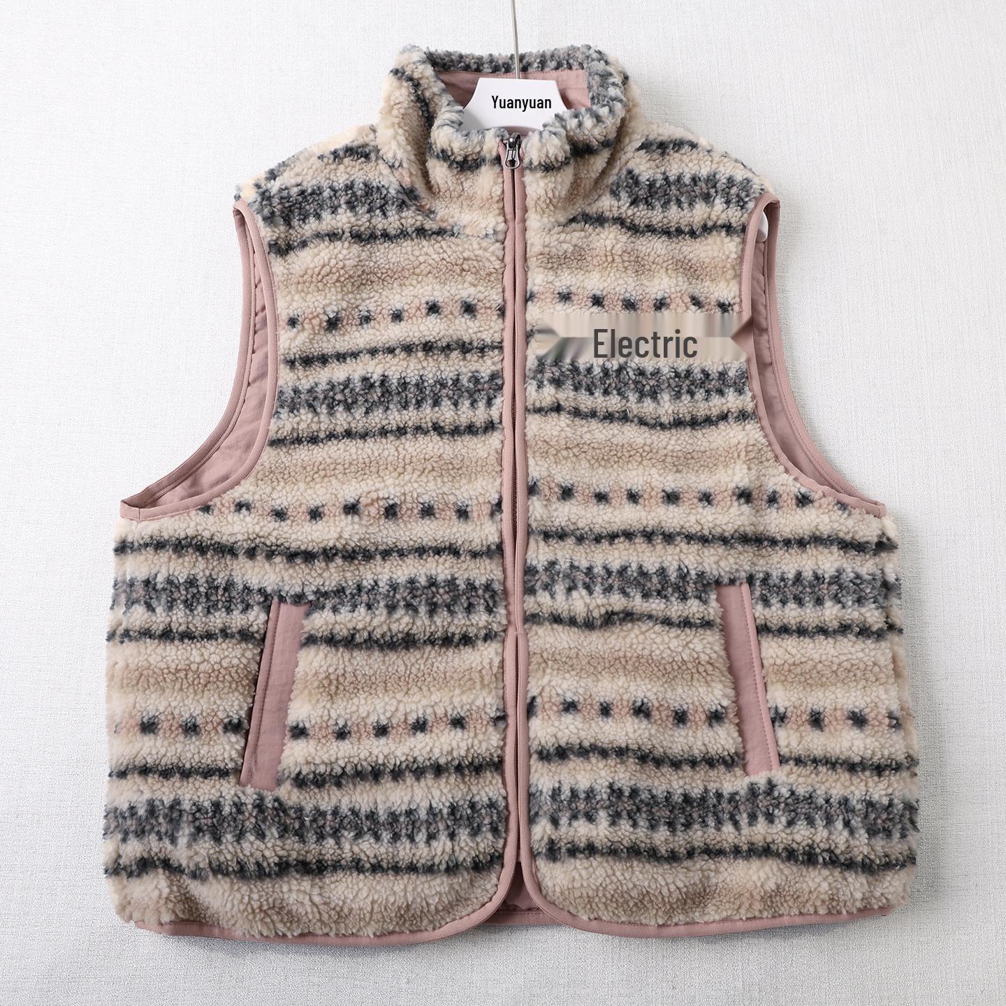 Reversible Stand Collar Imitation Lamb Wool Vest - New Autumn/Winter Design, Loose Fit, Warm and Thickened. Medium