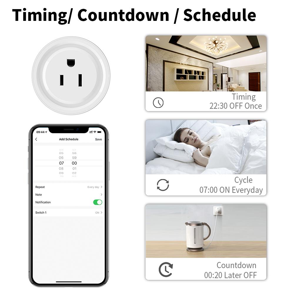 Tuya Smart Plug Wifi Socket Us 10a Power Outlet Smart Life App Timing Function Voice Control Works With Alexa Google Assistant