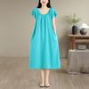 Short Sleeve Plus Size Cotton Vintage New In Dresses for Women Casual Loose Long Summer Dress
