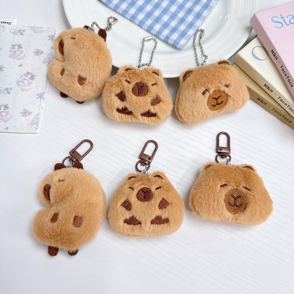 Derpy Capybara Plush Keychain Doll - Cartoon Charm & Apparel Accessory