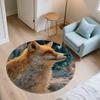 Ice Fox,Round Area Rug,Carpet Rug for Living Room Bedroom Sofa Playroom Decor,Non-slip Floor Mat