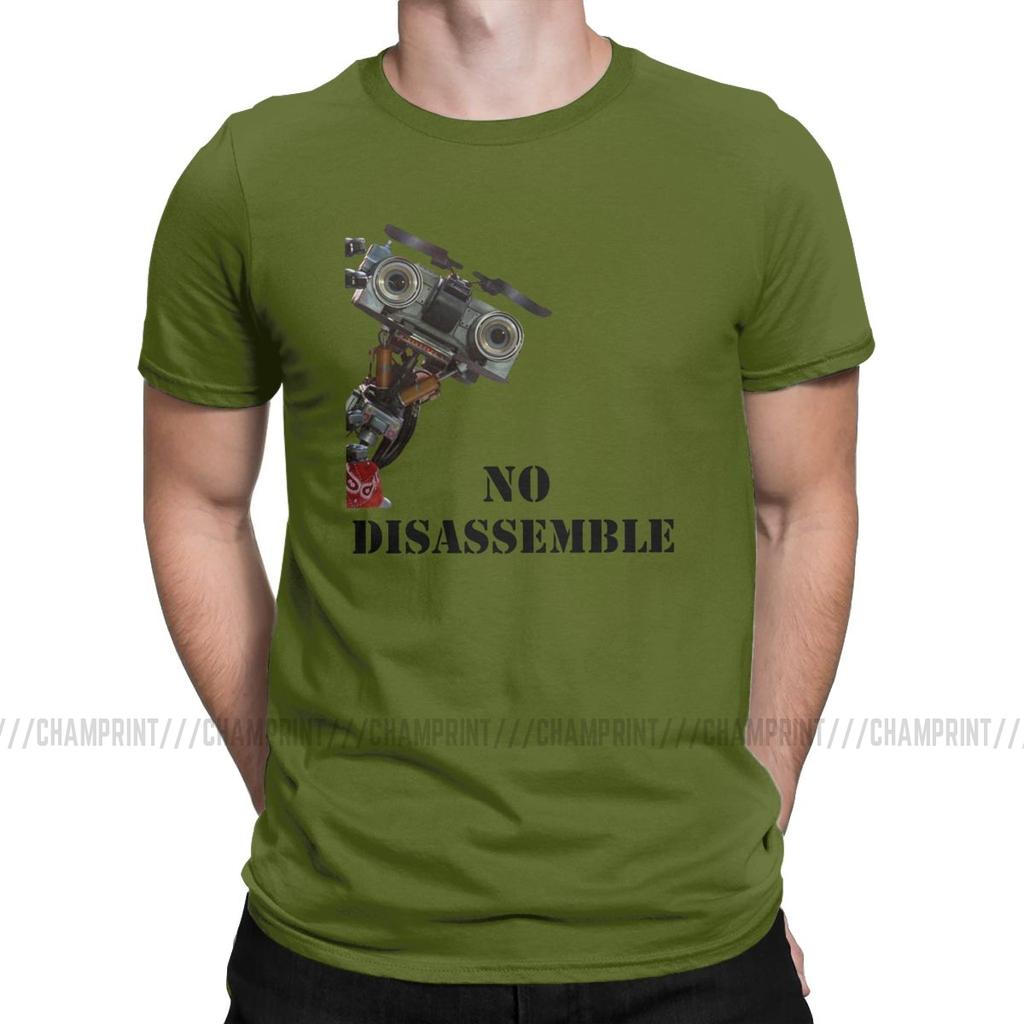 Men TShirt Short Circuit No Disassemble Casual Tee Shirt Johnny 5 80s Retro Robot Movies T Shirts O Neck Clothing Printing