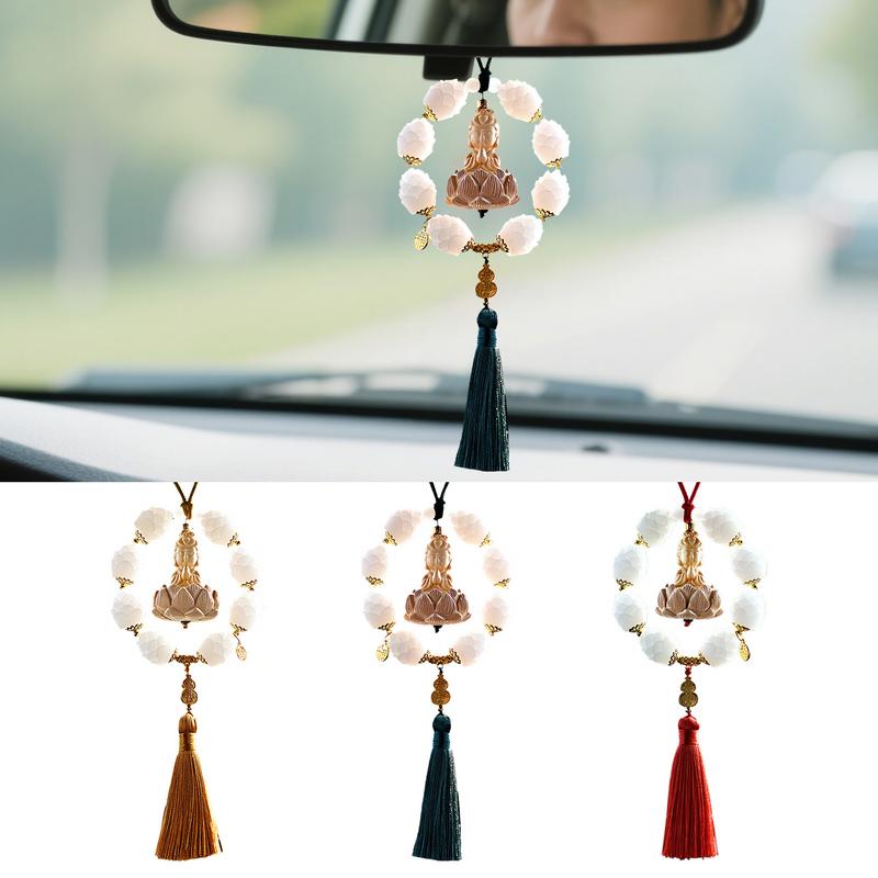 Car Interior Buddha Pendant Decorative Rear View Mirror Charm Hangable Buddha Aesthetic Ornament For Truck RV Minivan Pickup