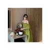 French suspender one-word shoulder green dress women's summer 2026 new loose off-the-shoulder high-end dress