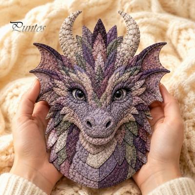 Zestaw Aktywności na Wieczór Rodzinny Patchworkowy Smok DIY, Wzór Tkaniny Rękodzieło Tematyka Zodiaku Projekt Szyciowy dla Dorosłych, Gotowy Ręcznie Robiony Wystrój Domu