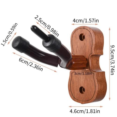 Wall Mount Guitar Holder, Wall Guitar Hanger, Mahogany Violin Hook with Screws, Guitar Wall Mount Hook, Violin-Shaped Hook Stand for Stringed Instrume