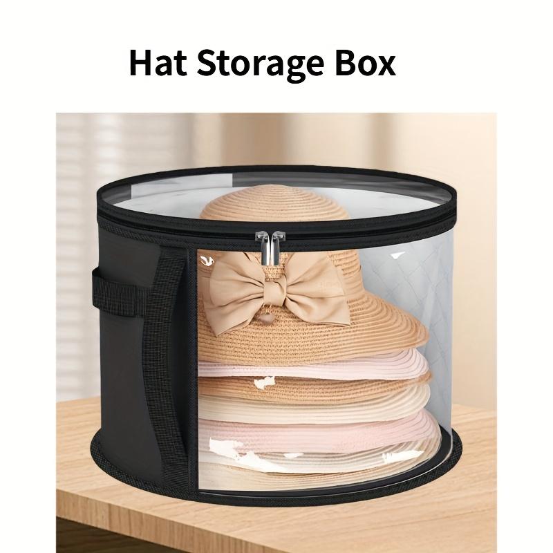 

1/2Pcs Large Foldable Hat Storage Box - Durable Non-Woven Fabric, Stain-Resistant with Clear Viewing Window, Perfect for Cowboy