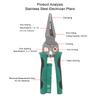 Electrical Pliers Multi Functional Wire Stripping Crimping Cutting Splitting Winding Pliers with Voltage Tester 12V-250V