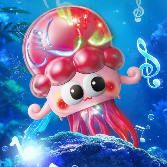 Electric Dancing Jellyfish Toy with LED Lights Music Obstacle Avoidance Octopus Toy Toddlers Boys Girls Interactive Cartoon Sea Animal Toy
