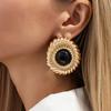 SHIXIN 4 Colors Exaggerated Geometric Round Large Stud Earrings Women Retro Inlaid Resin Acrylic Spiral Earrings Party Jewelry
