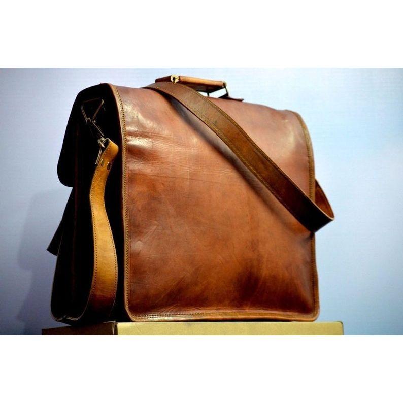 New Brown Vintage Briefcase Satchel Soft Leather Laptop Messenger Shoulder Bag