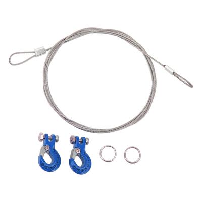 2Pcs RC Trailer Hook Aluminum Alloy Sturdy RC Climbing Car Hook with Steel Rope for 1 10 Remote Control Cars Blue