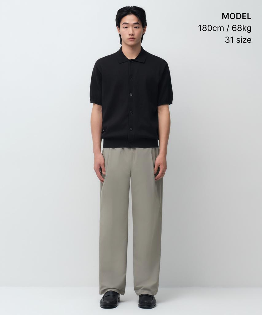 MUSINSA STANDARD Airy Dot Wide Elastic Waist Pants [Grayish Beige]