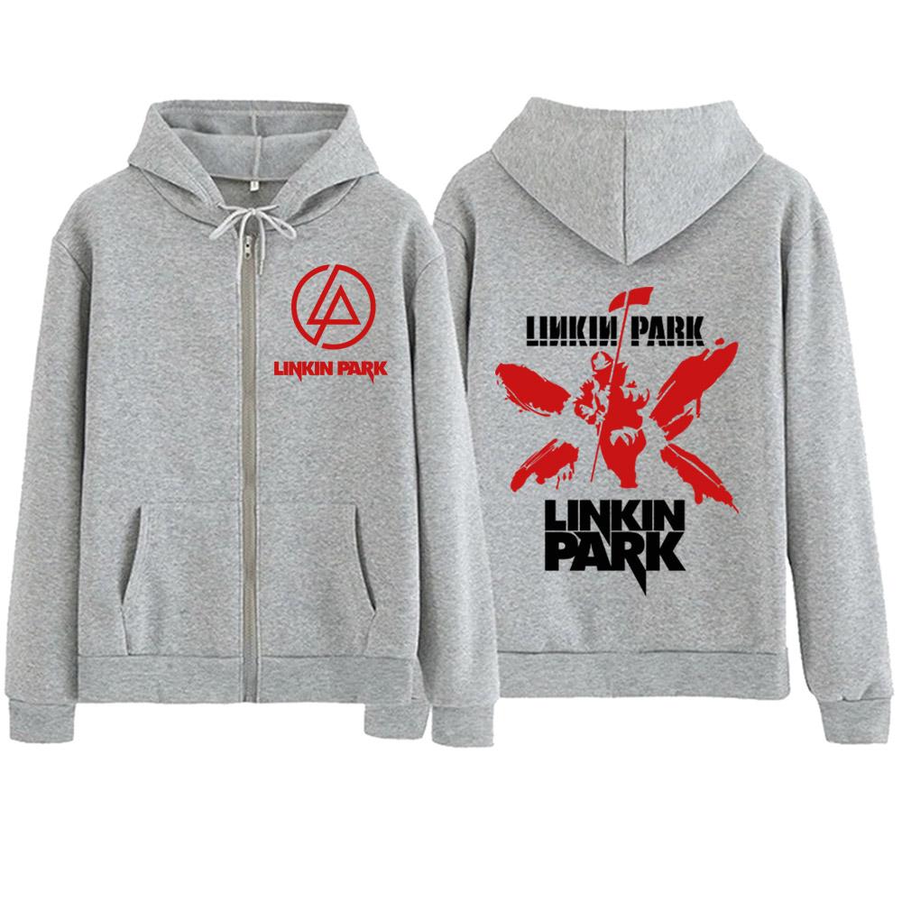 Sudadera con capucha gráfica clásica de Linkin Park para hombre y mujer Y2k con cremallera, sudadera informal extragrande, chaqueta con cremallera