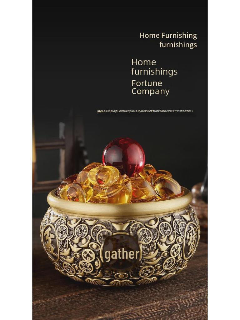 Large Brass Retro Cornucopia Piggy Bank - Office Desk Ornament & Gift