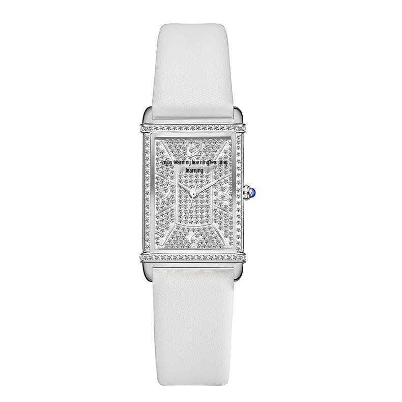 Elegancki Damski Zegarek z Diamentami Gwieździste Niebo - Luksusowy Kwadratowy Design z Pełnym Zestawem Diamentów