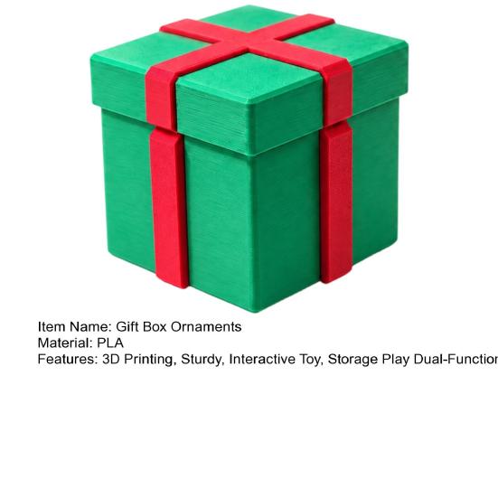 Durable Pla Christmas Ornaments 3D Printed Surprise Gift Box, Funny Interactive Fidget Toy with Parent Child Toys Teeth Design, Holiday Desk