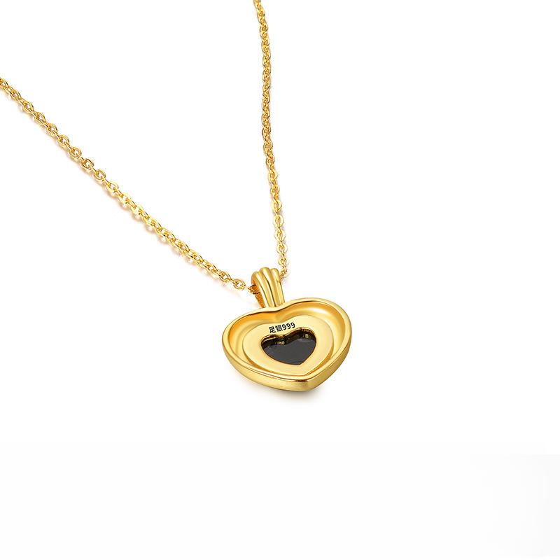 Black Agate Love Necklace Heart Shaped Collar Chain Sweet Feeling Neckchain Gifts To Girlfriend