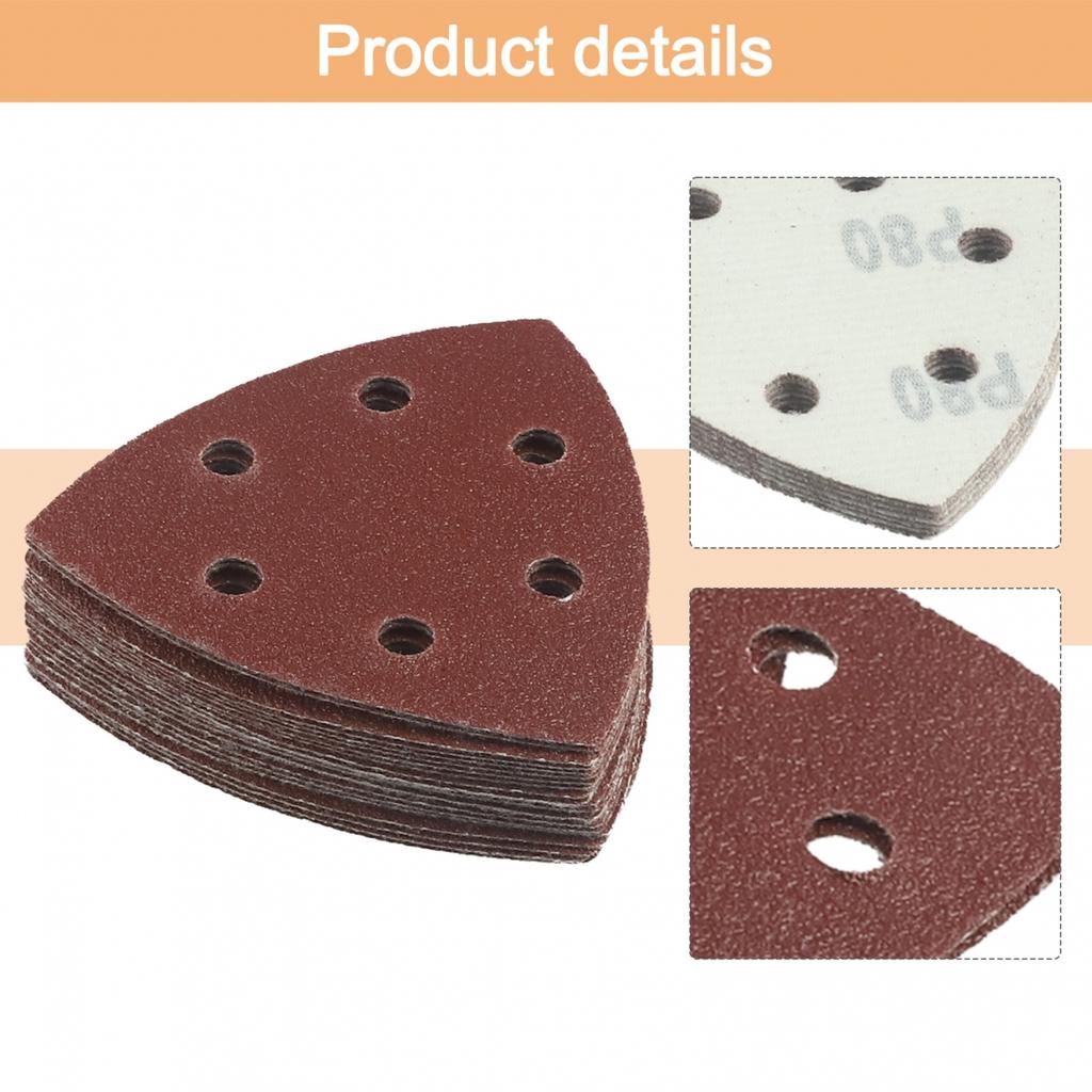 Professional Grade 90mm Triangular Sanding Disc 6 Hole Sander Pack of 20